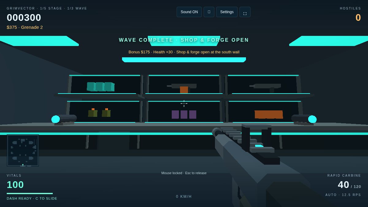 Open shop displays containing ammunition, grenades and guns between waves